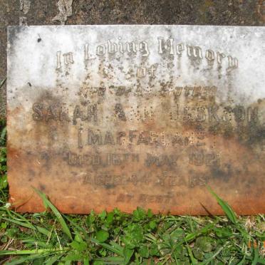 JACKSON Sarah Ann nee MACFARLANE -1921