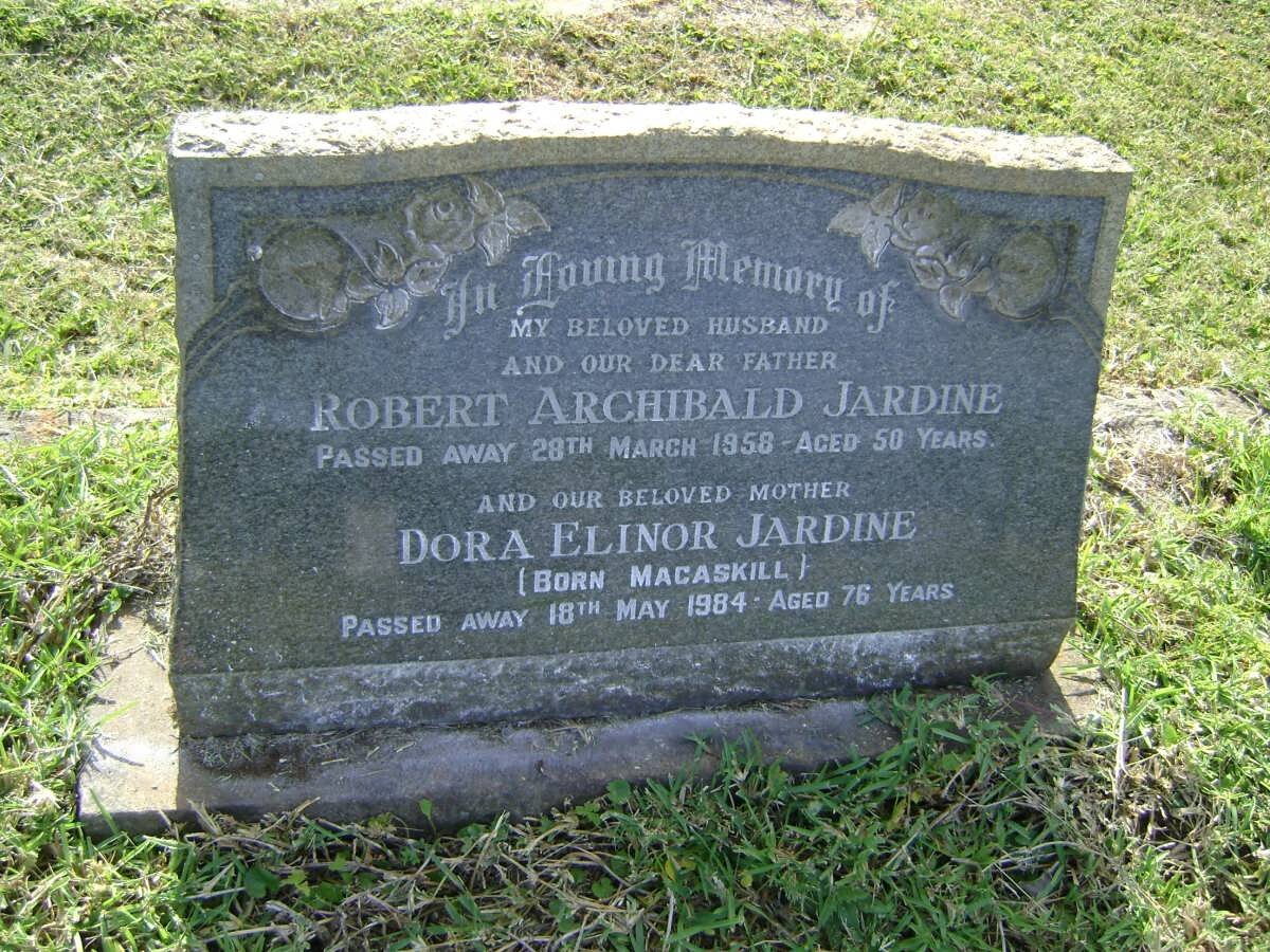 JARDINE Robert Archibald -1958 &amp; Dora Elinor MAGASKILL -1984