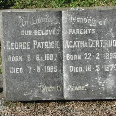 JAMES George Patrick 1897-1965 &amp; Agatha Gertrude 1896-1973