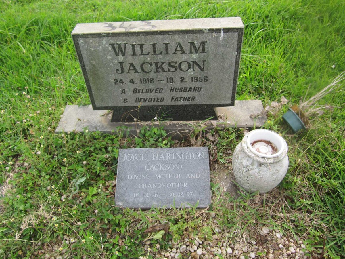JACKSON William 1918-1956 :: Joyce HARRINGTON formerly JACKSON 1926-1997