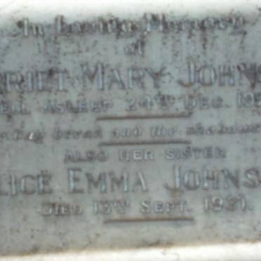 JOHNSTON Harriet Mary -1924 :: JOHNSTON Alice Emma -1931