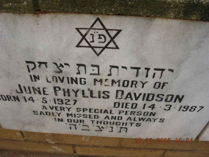 DAVIDSON June Phyllis 1927-1987