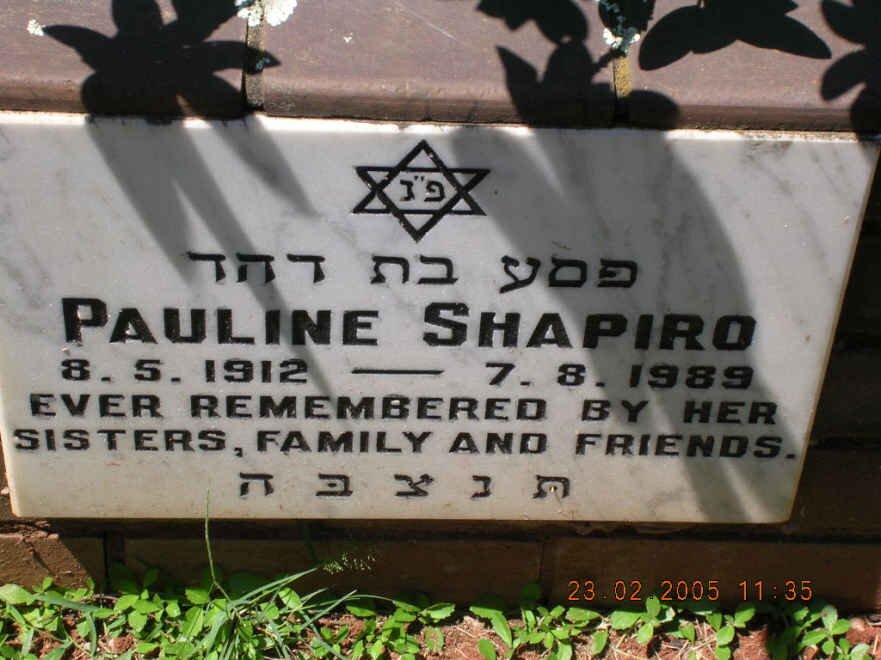 SHAPIRO Pauline 1912-1989