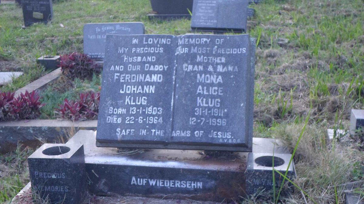 KLUG Ferdinand Johann 1903-1964 &amp; Mona Alice 1911-1996