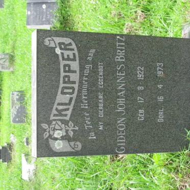 KLOPPER Gideon Johannes Britz 1922-1973