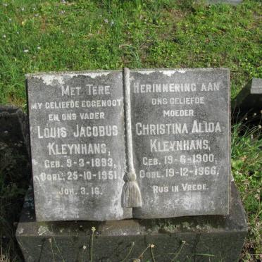 KLEYNHANS Louis Jacobus 1893-1951 &amp; Christina Alida 1900-1966