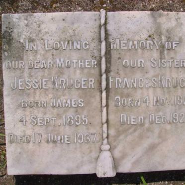 KRUGER Jessie nee JAMES 1895-1937 :: KRUGER Frances 1920-1921