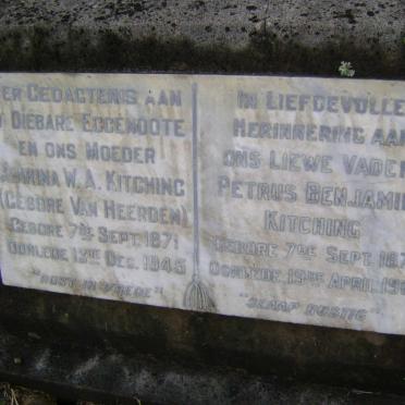KITCHING Petrus Benjamin 1871-1961 &amp; Cathrina W.A. VAN HEERDEN 1871-1945