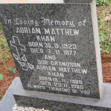 KHAN Adrian Matthew 1923-1977 &amp; Marie Francoise Therese 1934-2006 :: KHAN Adrian Matthew 1985-1985
