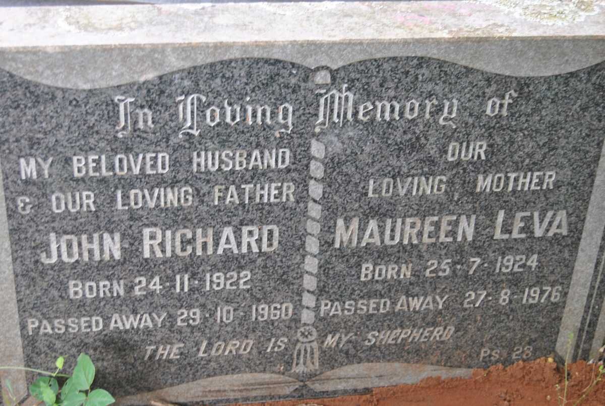 LUBBE John Richard 1922-1960 &amp; Maureen Leva 1924-1976