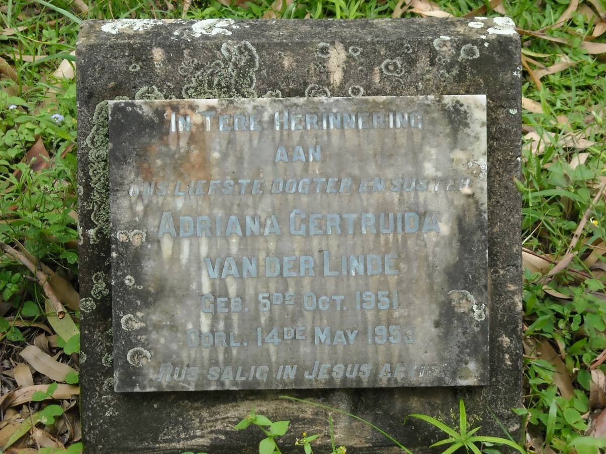LINDE Adriana Gertruida, van der -1951-1953