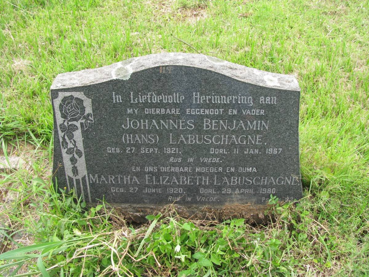 LABUSCHAGNE Johannes Benjamin 1921-1967 &amp; Martha Elizabeth 1920-1980