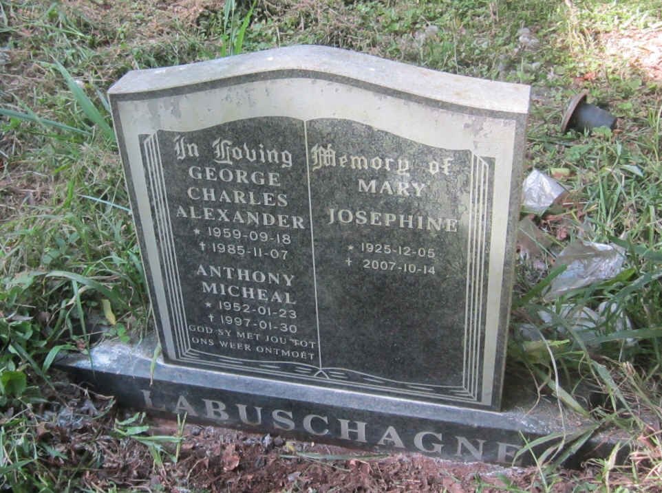 LABUSCHAGNE George Charles Alexander 1959-1985 :: LABUSCHAGNE Anthony Micheal 1952-1997 :: LABUSCHAGNE Mary Josephine 1925-2007