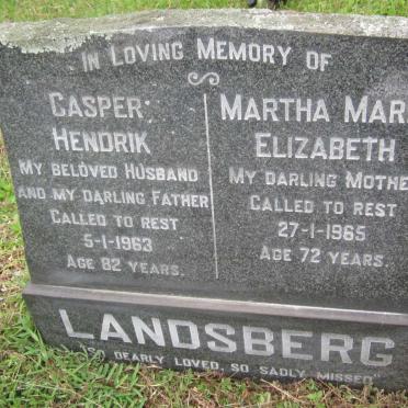 LANDSBERG Casper Hendrik -1963 &amp; Martha Maria Elizabeth -1965