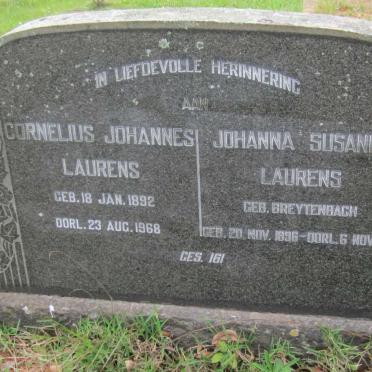 LAURENS Cornelius Johannes 1892-1968 &amp; Johanna Susanna BREYTENBACH 1896-1961