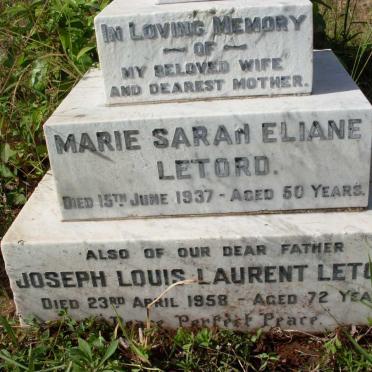 LETORD Joseph Louis Laurent -1958 &amp; Marie Sarah Eliane -1937