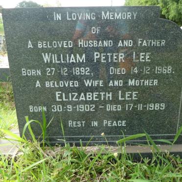 LEE William Peter 1892-1963 &amp; Elizabeth 1902-1989