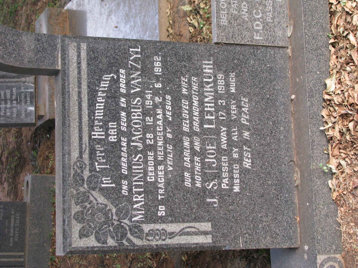 LEHMKUHL J.S. -1989 :: ZYL Martinius Jacobus, van 1941-1962