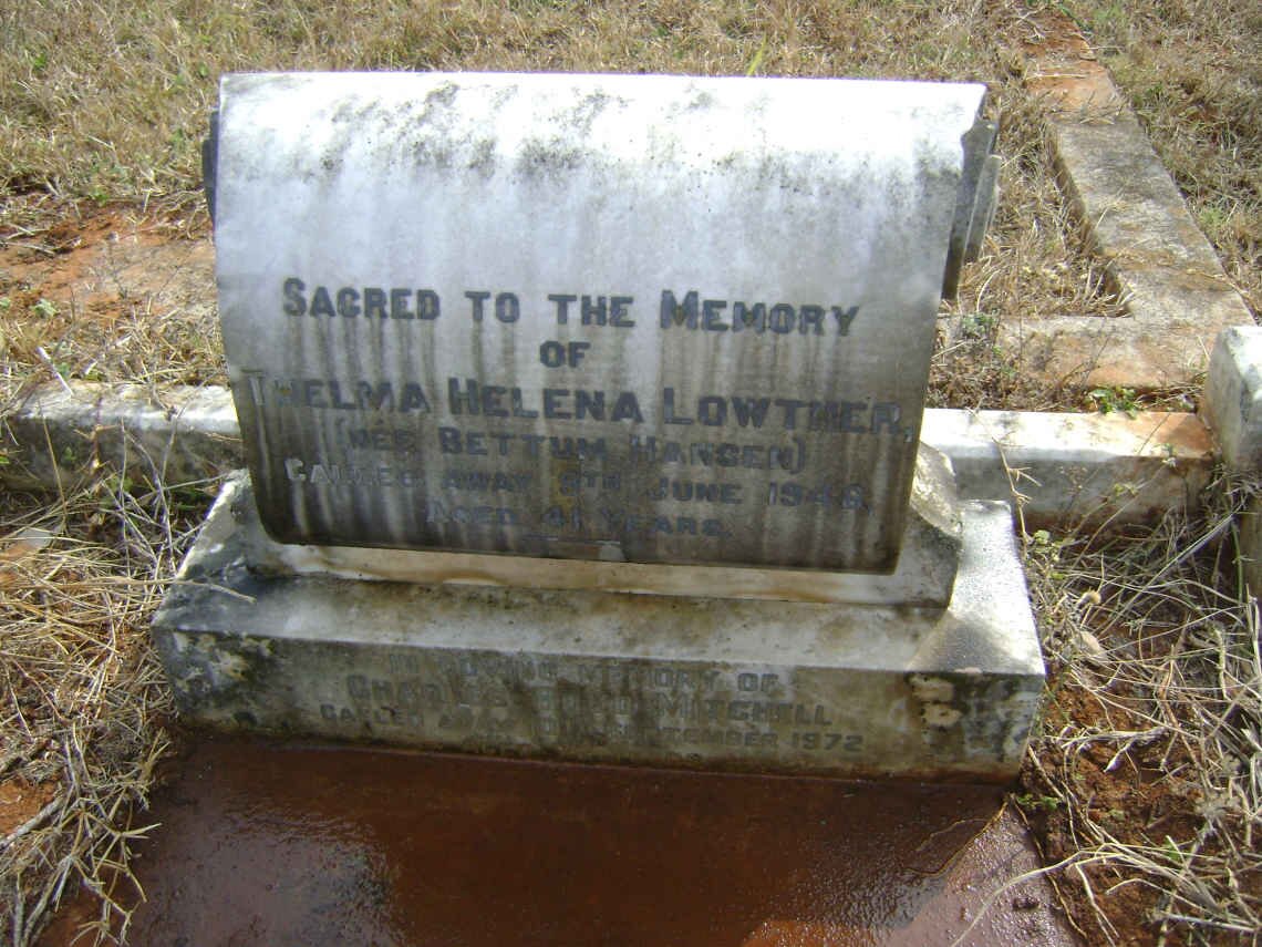 LOWTHER Thelma Helena nee BETTUM HANSEN -1946 :: MITCHELL Charles Boyd -1972