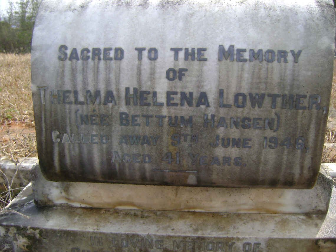 LOWTHER Thelma Helena nee BETTUM HANSEN -1946 :: MITCHELL Charles Boyd -1972