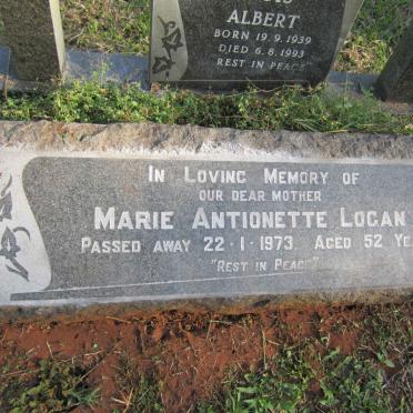 LOGAN Louis Albert 1939-1993 &amp; Marie Antionette -1973 