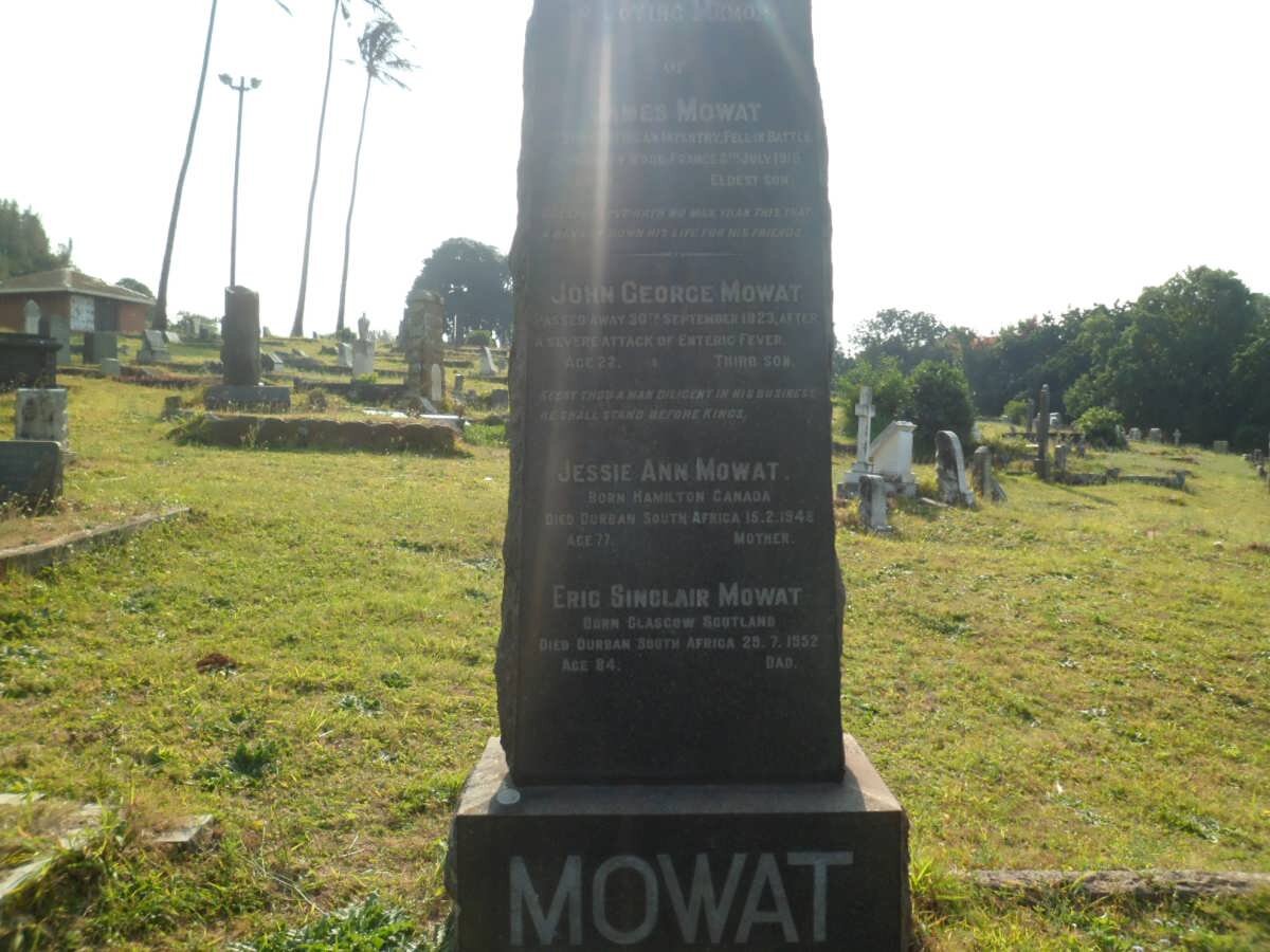 MOWAT Eric Sinclair -1952 &amp; Jessie Ann -1948 :: MOWAT James -1916 :: MOWAT John George -1923