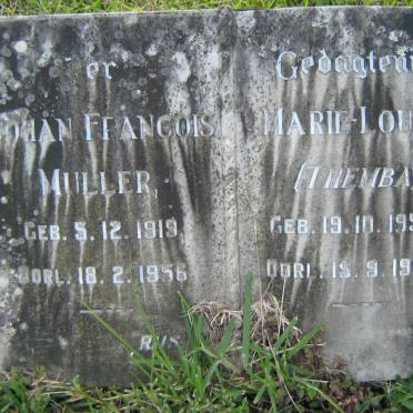 MULLER Johan Francois 1919-1956 :: MULLER Marie-Louise 1954-1955