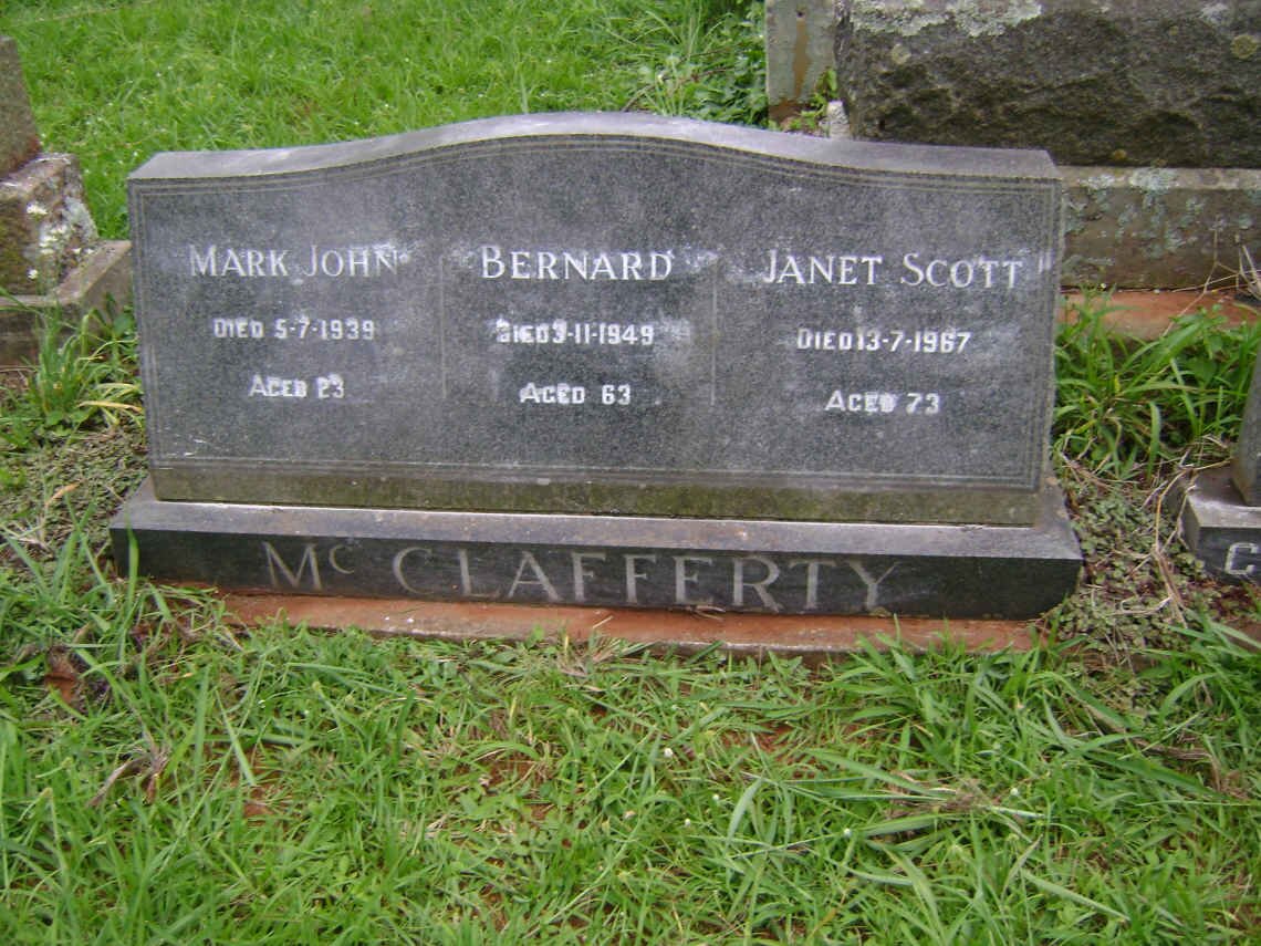 McCLAFFERTY Bernard -1949 &amp; Janet Scott -1967 :: McCLAFFERTY Mark John -1939