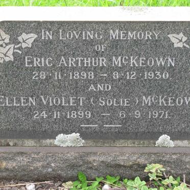 McKEOWN Eric Arthur 1898-1930 &amp; Ellen Violet 1899-1971
