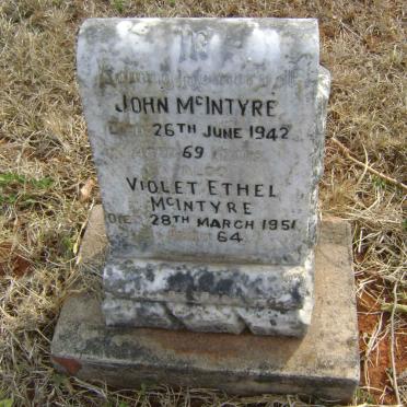 MCINTYRE John -1942 &amp; Violet Ethel -1951