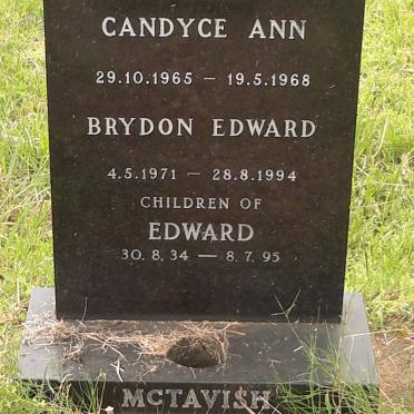 McTAVISH Edward 1934-1995 :: McTAVISH Candyce Ann 1965-1968 :: McTAVISH Brydon Edward 1971-1994