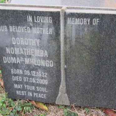 MHLONGO Dorothy Nomathemba, Duma 1932-2009