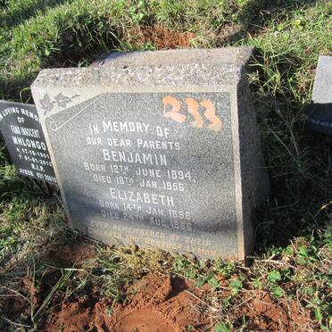 MHLONGO Benjamin 1894-1956 &amp; Elizabeth 1896-1966
