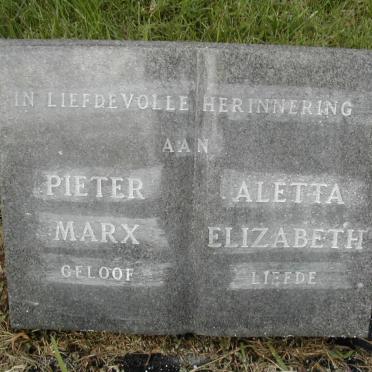 MARX Pieter &amp; Aletta Elizabeth