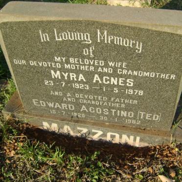 MAZZONI Edward Agostino 1920-1982 &amp; Myra Agnes 1923-1978