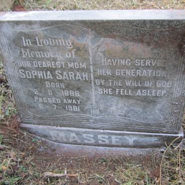MASSEY Sophia Sarah 1888-1981