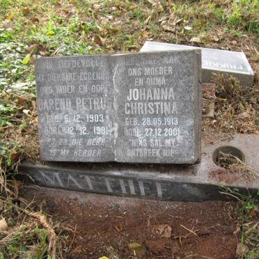 MATHEE Barend Petrus 1903-1981 &amp; Johanna Christina 1913-2001