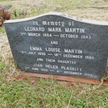 MARTIN Leonard Mark 1884-1943 &amp; Emma Louise 1896-1980 :: PLASKITT Joan Helen nee MARTIN 1920-1988
