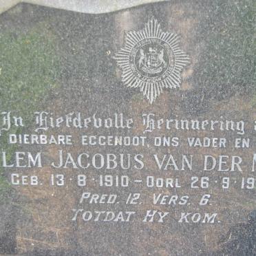 MERWE Willem Jacobus, van der 1910-1973 