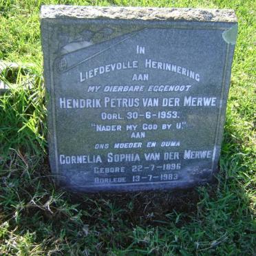 MERWE Hendrik Petrus, van der -1953 &amp; Cornelia Sophia 1896-1983