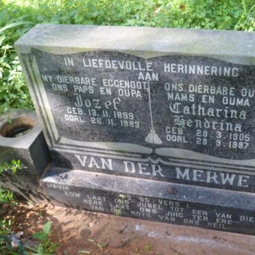 MERWE Jozef, van der 1899-1983 &amp; Catharina Hendrina 1905-1987