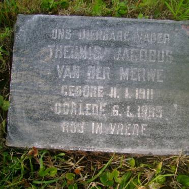 MERWE Theunis Jacobus, van der 1911-1965
