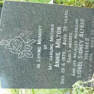 MILTON Annie -1970 :: HOLMES Lionel Sidney Alfred -1976