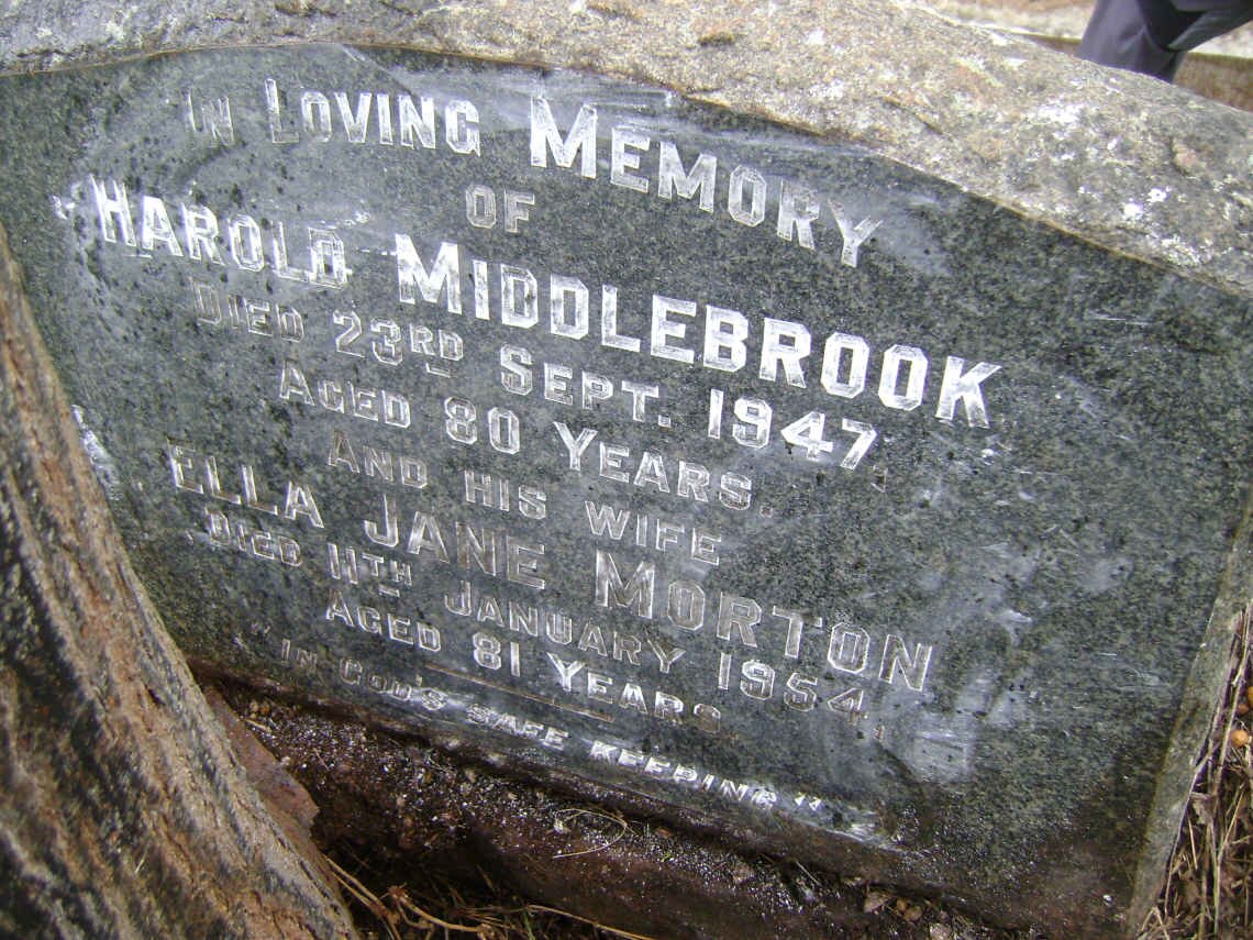 MIDDLEBROOK Harold -1947 &amp; Ella Jane MORTON -1954