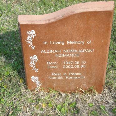 NZIMANDE Alzinah Nomajapani 1947-2002