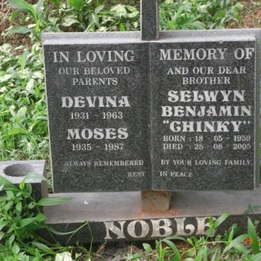 NOBLE Moses 1935-1987 &amp; Devina 1931-1963 :: NOBLE Selwyn Benjamin 1959-2005