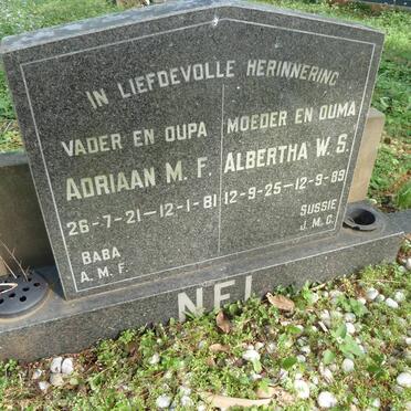 NEL Adriaan M.F. 1921-1981 &amp; Albertha W.S. 1925-1989 :: NEL J.J.F. 1951-1998 &amp; A.E. 1953-1998