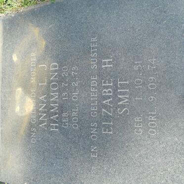 HAMMOND Anna L.J. 1920-1973 :: SMIT Elzabe H. 1951-1974