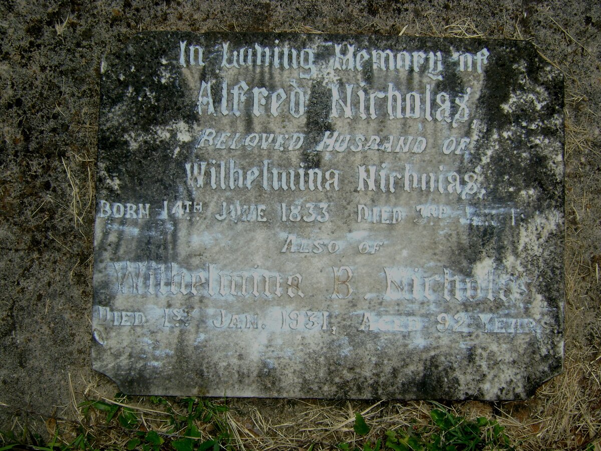 NICHOLAS Alfred 1833-1920 &amp; Wilhelmina -1931