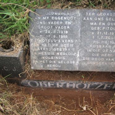 OBERHOLZER ChristoffeI Johannes 1910-1988 &amp; Anna Catharina M. PITOUT 1911-2001